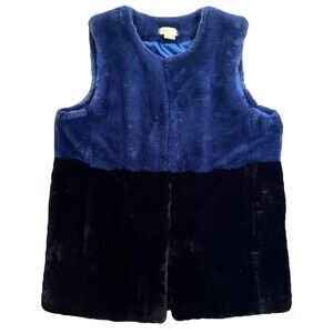 H by Heurueh Blue Faux Fur Sleeveless Vest Women’s Size M/L